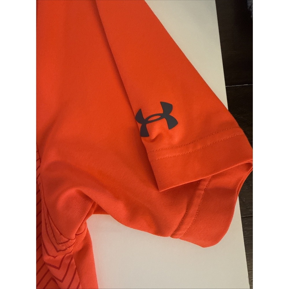 Under Armour Polo‎ Shirt Mens M Orange Multicolor Short Sleeve Collared Pullover - Picture 3 of 5